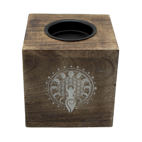 Large Square Mango Wood Oil Burner - Moon Goddess