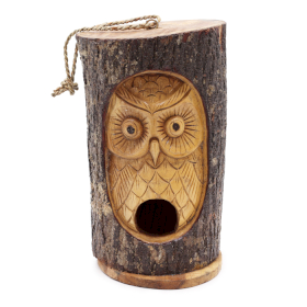 Tree Trunk Face - Bird House - Wise Owl