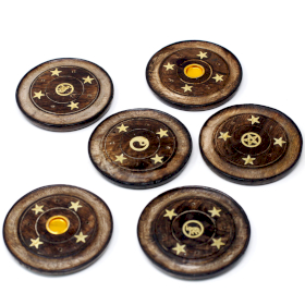 6x Mango Wood Disc 10cm (Cone & Incense)