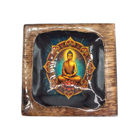 Lrg Enamelled Mango Tray Set - Buddha