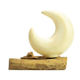 DriftGlow Lamp Crackle Half Moon Shade - Yellow - EU Plug