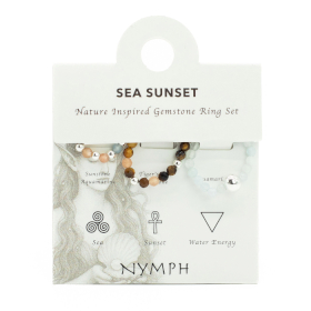 3x Nymph Spirit Gemstone Ring Set - Sea Sunset