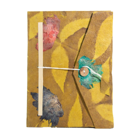 Lrg Lokta Bold Floral - Notebook (21x15cm) - 45 leafs - inc bookmark - Mustard Brown
