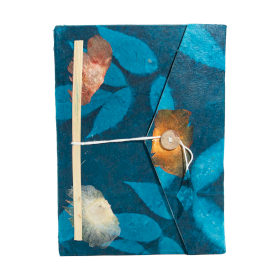 Lrg Lokta Bold Floral -  Notebook (21x15cm) - 45 leafs - inc bookmark - Midnight Blue