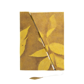 Med Lokta Bold Floral Bamboo Lock Notebook Lrg (15x12cm) - 45 leafs - Mustard Brown