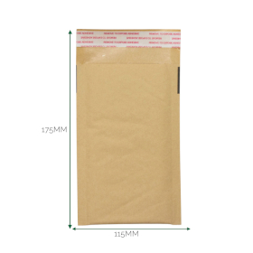 50x Kraft Padded Bubble Envelope (115x175+40mm)