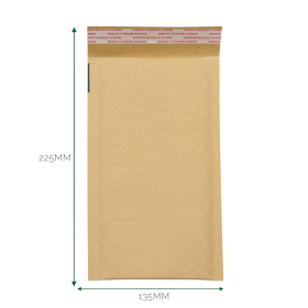 50x Kraft Padded Bubble Envelope (135x225+40mm)