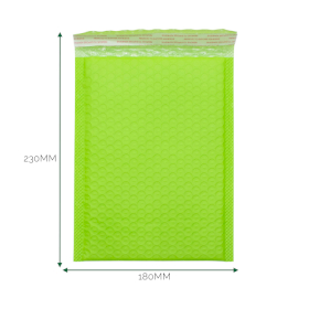 20x Green Poly Bubble Envelope (180x230+40mm)
