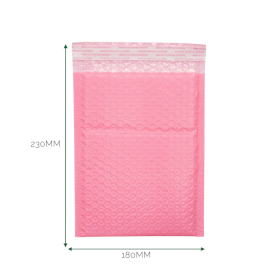20x Pink Poly Bubble Envelope (180x230+40mm)