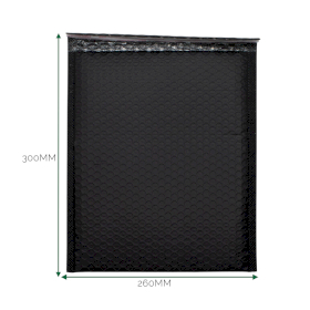 20x Black Poly Bubble Envelope (260x300+40mm)