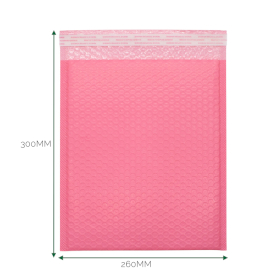 20x Pink Poly Bubble Envelope (260x300+40mm)