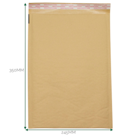25x Kraft Padded Bubble Envelope (245x350+40mm)