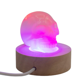 3x 6cm Round Wooden USB LED Stand - Multi Colour