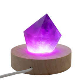 3x 8cm Round Wooden USB LED Stand - Multi Colour