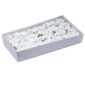 36x Craft Soap Flowers - Hydrangea - White