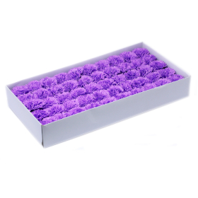 50x Craft Soap Flowers - Carnations - Violet