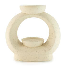 3x Ceramic Zen Oil Burner - Lrg Oval Pebble  - Speckled Off-White