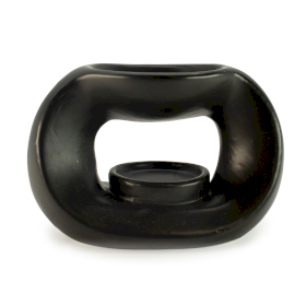 3x Ceramic Zen Oil Burner - Oval Pebble  - Matt Black