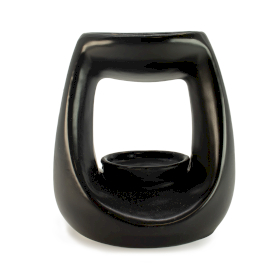 3x Ceramic Zen Oil Burner - Large Oval Pebble  - Matt Black