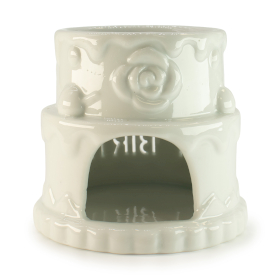 3x Ceramic Cake Oil Burner - HAPPY BIRTHDAY - White