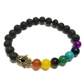 4x Lava Stone Bracelet - Hamsa Chakra