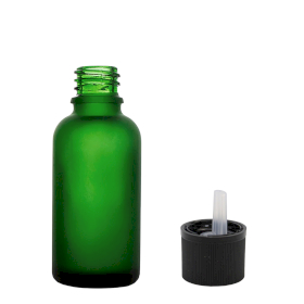 110x 30ml Frosted Green Glass Dropper Bottle with Child Resistant Dropper Cap