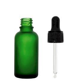 110x 30ml Frosted Green Glass Dropper Bottle with Black Pipette