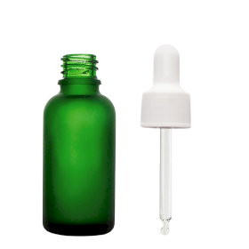 110x 30ml Frosted Green Glass Dropper Bottle with White Pipette