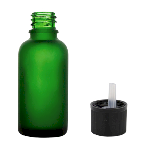 70x 100ml Frosted Green Glass Dropper Bottle with Child Resistant Dropper Cap