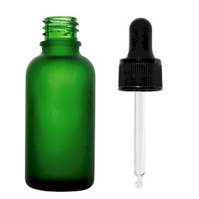 70x 100ml Frosted Green Glass Dropper Bottle with Black Pipette