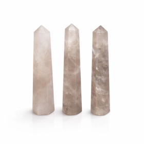 3x Gemstone Six Face Obelisk Points approx 11cm - Smoky Quartz