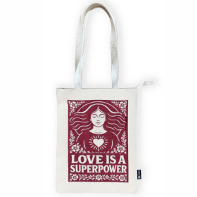 5x Iconic Toni Tote Bag -  Love is a Super Power (42x30cm) - Natural 10oz