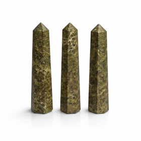 3x Gemstone Six Face Obelisk Points approx 11cm  - Epidote