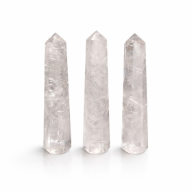3x Gemstone Six Face Obelisk Points approx 11cm  - Clear Quartz