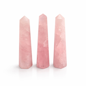 3x Gemstone Six Face Obelisk Points approx 11cm  - Rose Quartz
