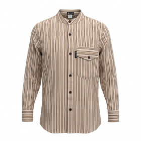 Large - Nomad Sari Grandad Shirt - Brown Beige