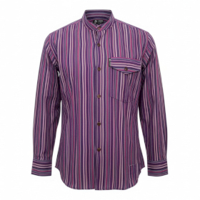 Large - Nomad Sari Grandad Shirt - Black Purple