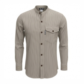 Large - Nomad Sari Grandad Shirt - Grey Stone