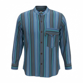 Large - Nomad Sari Grandad Shirt - Turquoise