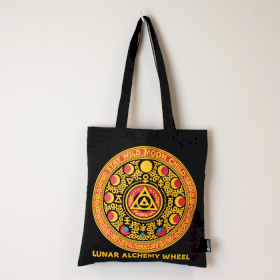10x Iconic Classic Tote Bag - Luna Alchemy Wheel - Black 6oz (40x36cm)