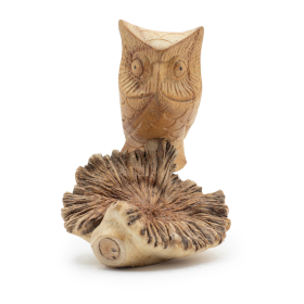 Owl Watching Handmade Parasite Wood Carving