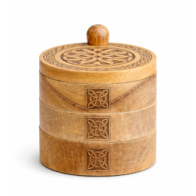 Celtic Carved 3 Tier Revolving Box