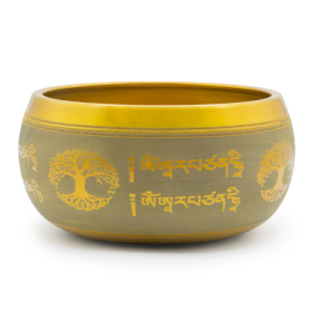 Lrg Aluminum Singing Bowl - Buddha Tree of Life - Copper Colour (19cm)