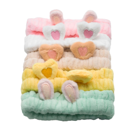5x Cute Makeup Headbands - Hearts & Ears (assorted)