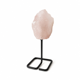 3x Mineral Specimens on Metal Stand - Rose Quartz