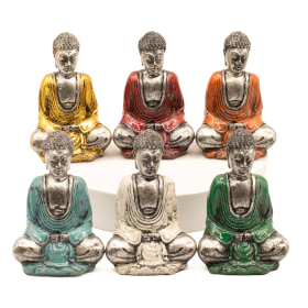 6x Silver Mini Buddha (Assorted Colours)