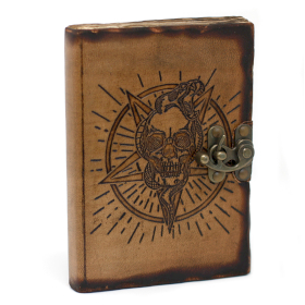 Leather Pentagon & Skull with Burns Detail Notebook (18x13 cm)