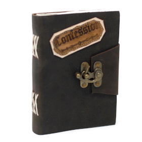 Leather Black Confessions with Lock Notebook (18x13 cm)