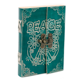 Leather Green Peace with Lock Notebook (18x13 cm)