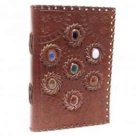 Leather Chakra Stone Notebook (22.5x15cm)